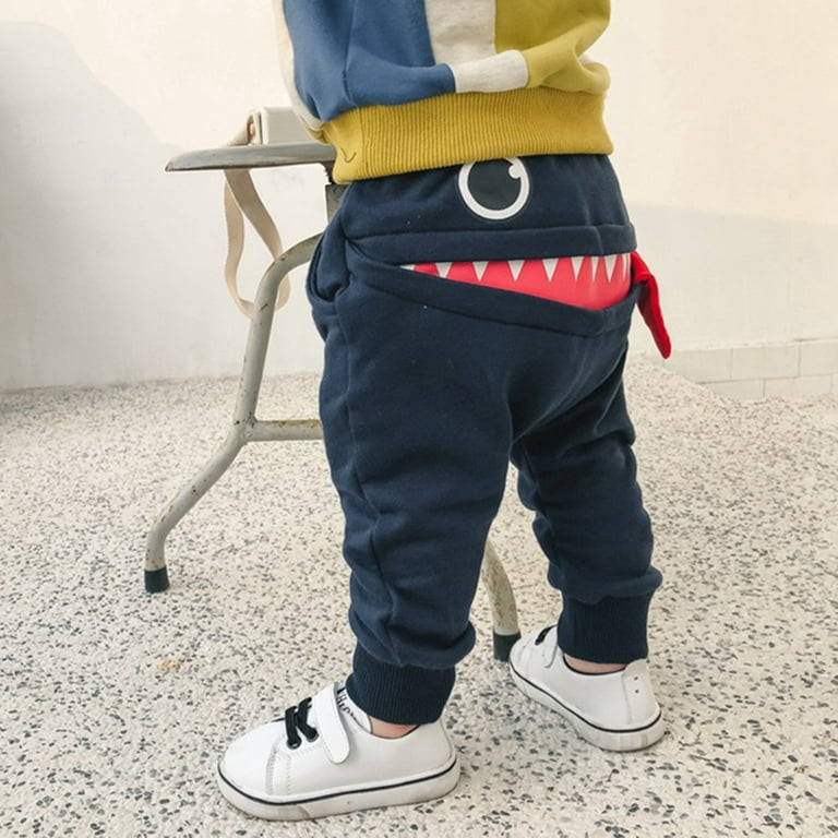 qucoqpe Toddler Boys Girls Cartoon Monster Thick Pants Cute Shark  Sweatpants Cotton Harem Trousers Kids Baby Spring Autumn Pants on Clearance