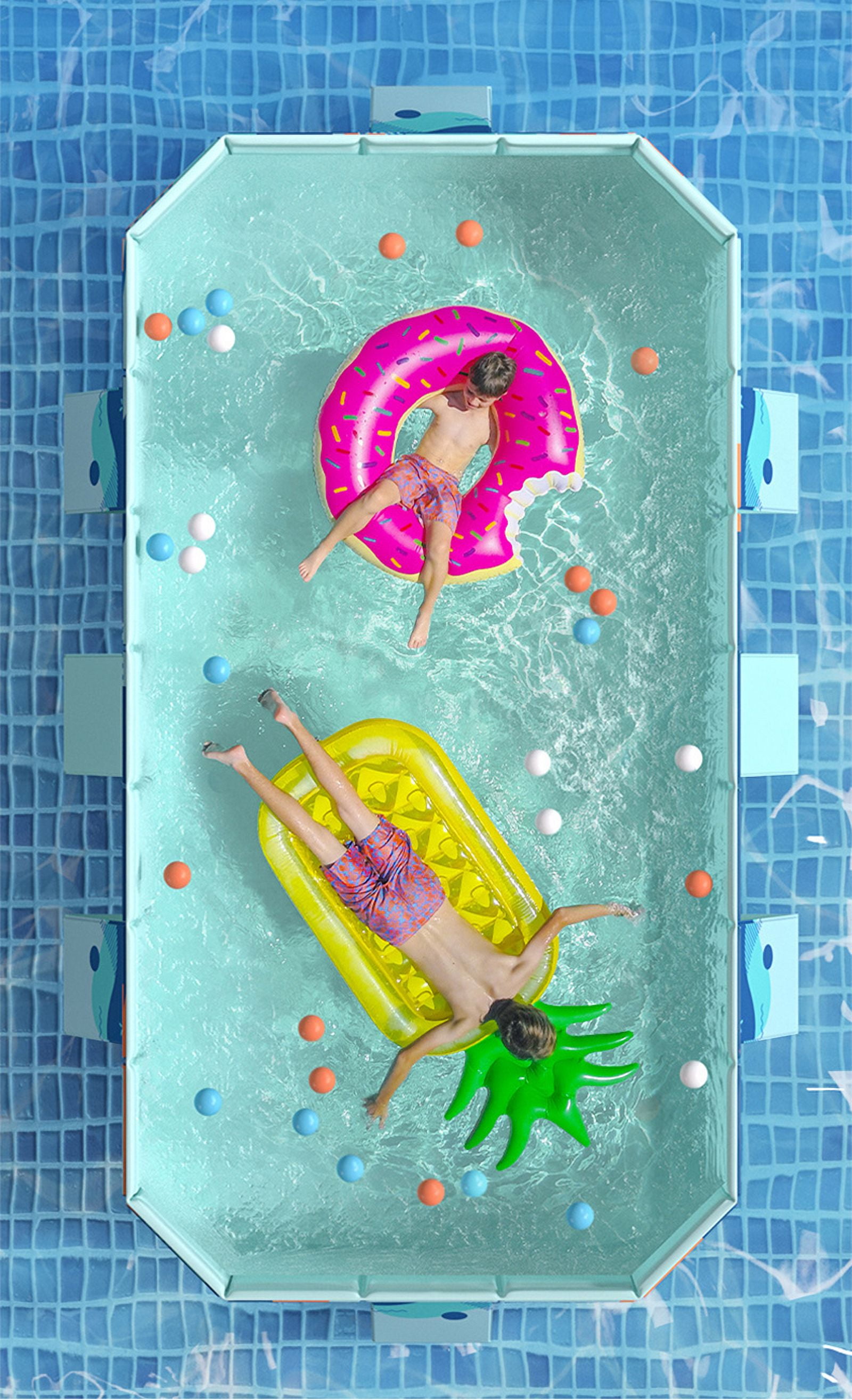YUCHANG Foldable Swimming Pool, Large Non-inflatable Adults Kids Outdoor Pools, with Fix Patches & Stable Triangular Braces, Cartoon Blue (118" x 66" x 20")