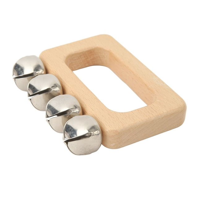 Dance Dance Hand Bell Wooden Rectangle Handle Metal Jingle Bells Portable Percussion For Performance