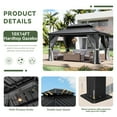 thumbnail image 5 of Aoxun 10' X 14' Hardtop Gazebo with Drainage System, Aluminum Outdoor Gazebo with Galvanized Steel Double Roof, Patio Permanent Metal Gazebo Pavilion with Netting, for Garden, Deck, Grey, 5 of 8