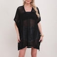 thumbnail image 2 of qelini Beach Cover up for Women Knitted Short Sleeve Beach Dress Cut Out Solid Color Cover Up Summer Vocation, 2 of 4