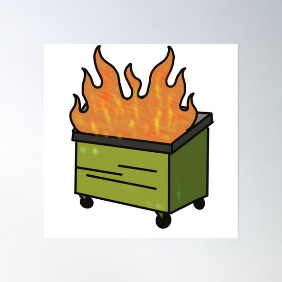 Dumpster Fire Poster Wall Art, Modern Wall Decor, 16x16 UNFRAMED
