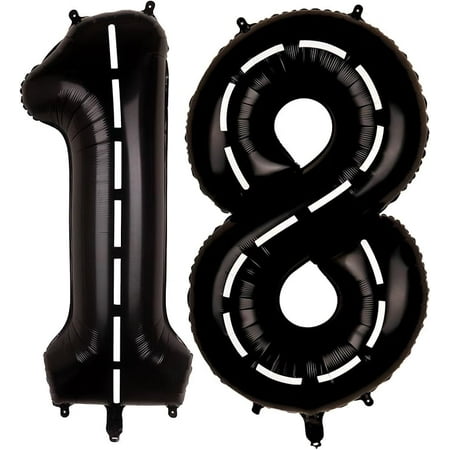 Number 18 Race Car Balloon, 40inch Big Mylar Racing 18 Balloon Boys Men Drivers 18th Birthday Decorations Wheels Tires Race Car Theme Party Supplies Favors Anniversary Decor