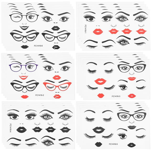 24Pcs Pre Cut Make a Face Sticker Easy Peeling Versatile Mouth Eyes Eyebrows Sticker for DIY Craft Flower Pot Decoration