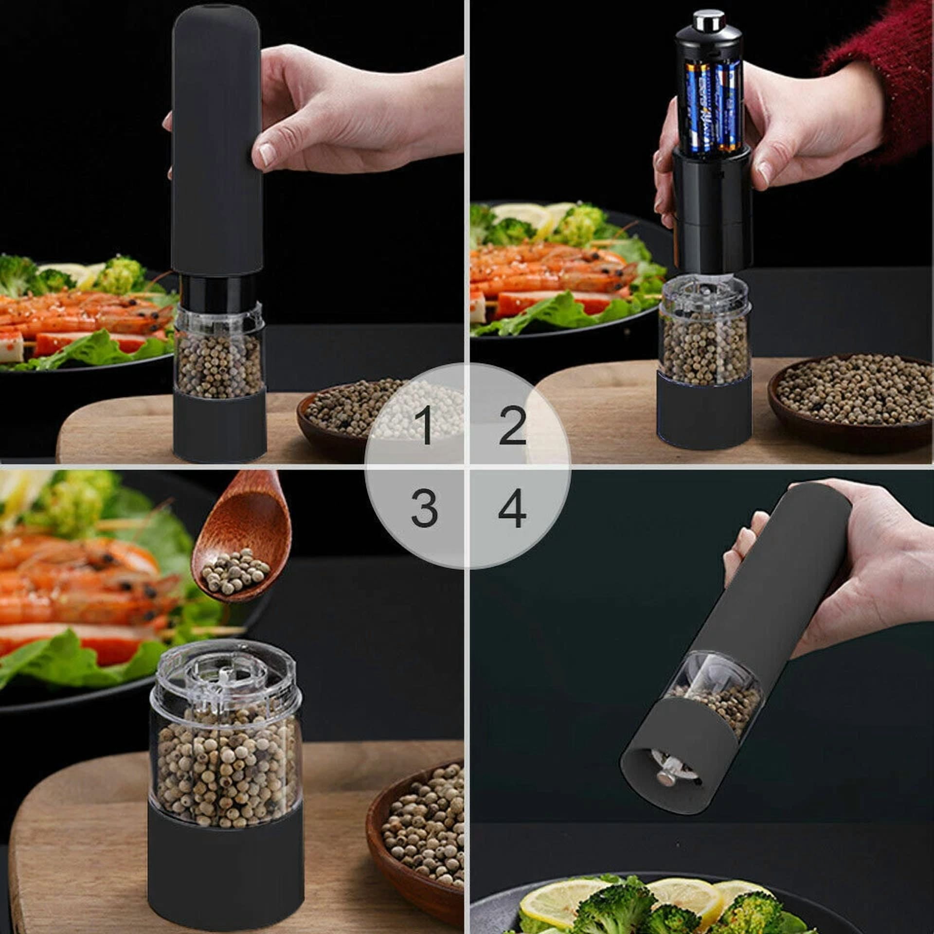 Electric Spice Salt Pepper Mill Grinder Muller Automatic Adjustable Kitchen Tool