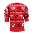 thumbnail image 4 of KeShDi Christmas Sweater Men Men's Casual Christmas Sweater Loose Drop Shoulder Long Sleeve Sweater Crew Neck Sweater Red 3X, 4 of 8