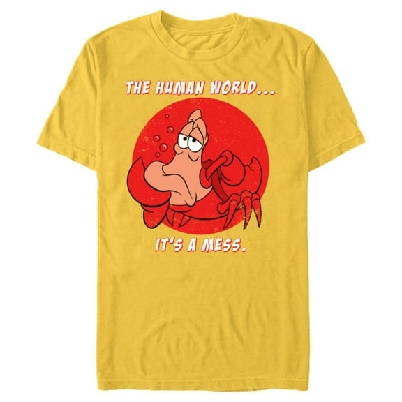 Disney The Little Mermaid Sebastian The Human World T-Shirt- Short Sleeve Blended T-Shirt for Adults - Customized-Yellow