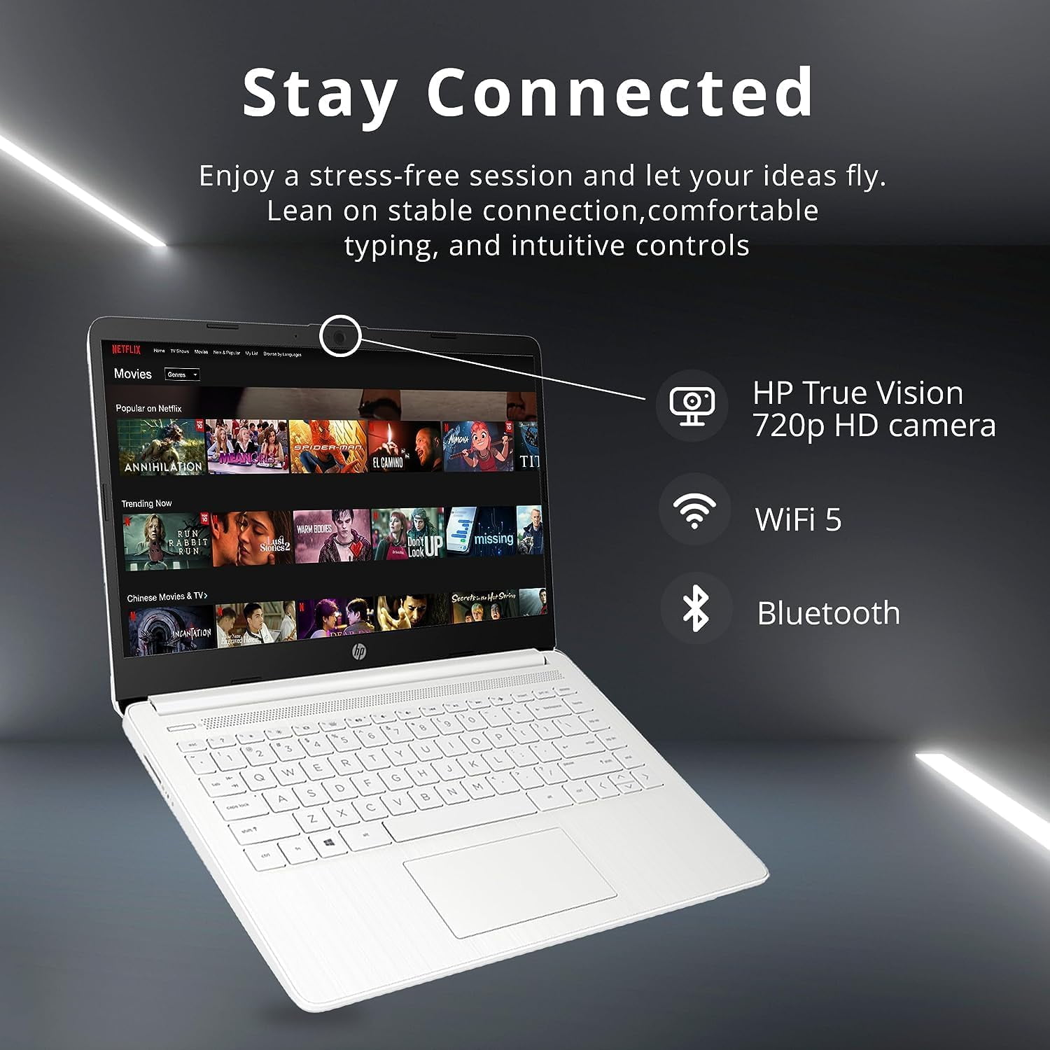 HP Premium 14" Stream HD Laptop, Intel Celeron N4120 Processor, 4GB RAM, 64GB eMMC, Webcam, Intel UHD Graphics, 1 Year Office, Bluetooth, WiFi, HDMI, Windows 11 S, 32GB Hotface USB Card