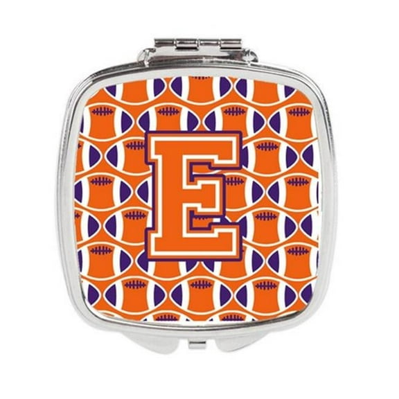 Carolines Treasures Letter E Football Orange - White & Regalia Compact Mirror