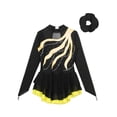 thumbnail image 4 of TiaoBug Kids Girls Figure Skating Dance Dress Rhinestone Gymnastics Leotard Dresses with Hair Band Yellow 16, 4 of 6