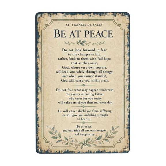 Be At Peace Prayer Metal Tin Sign For Kitchen Or Bathroom Wall Decor 8x12 Inch