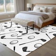 thumbnail image 5 of Golf Balls Washable Living Room Rugs 6'x9', Retro Sports Style Golf Poles Minimalist Modern Low Pile Throw Large Area Rug Non-Slip Sturdy Edge Binding Carpet for Dining Room Kitchen Office, 5 of 9