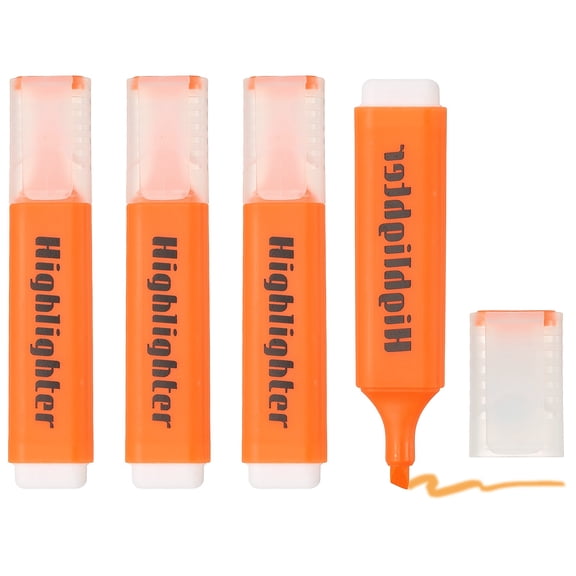 Uxcell Highlighter Pen, 4 Pack Water Based Broad Tip Writing Marker Pens Cute Pastel Colored Highlighter Studying Supplies for Office Home Daily Use, H5821 Orange
