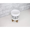 thumbnail image 5 of Sola Wood Flowers -Beautiful Boho Ceramic Flower Pot with Stand 4.75"X6.75" White Chevron, 5 of 10