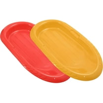 Superio Toboggan Snow Sled for Kids and Adults, 36" Heavy Duty Plastic Slider with Handles and Hole for Pull Ropes- Kid and Adult Winter Fun, Red and Yellow
