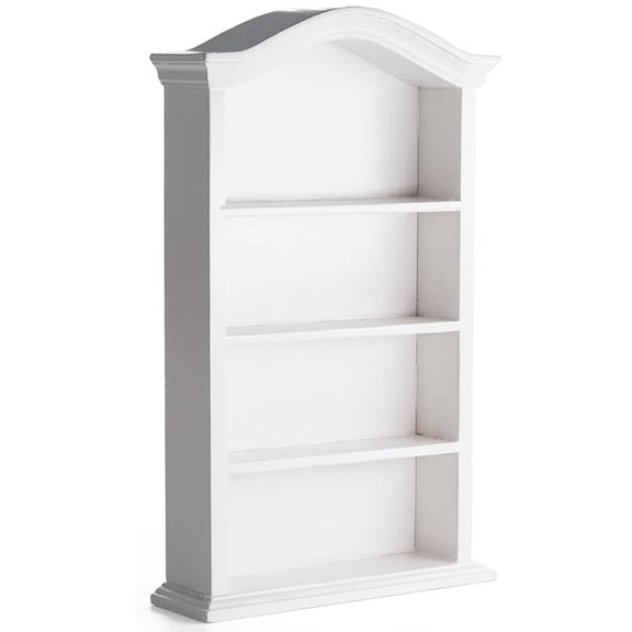 Jiibva 1/12 Mini Bookcase Miniature Wooden 4-Layer Bookshelf Model DIY Doll House Furniture Accessories, White