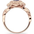 thumbnail image 6 of Sunflower Twisted Vine Leaf Ring Blue Sapphire Cubic Zirconia Rose Tone 925 Sterling Silver, Size 6, 6 of 7