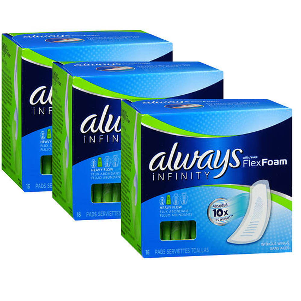 Always Infinity Pads without Wings Heavy Flow, 16 Each