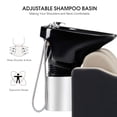 thumbnail image 3 of BarberPub Backwash Shampoo Station Chair, Adjustable Porcelain Ceramic Hair Wash Bowl with Chair, Reclining Shampoo Station for Barber Shop, Spa Beauty Salon Equipment 9364 (Black and creamy white), 3 of 8