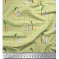 thumbnail image 1 of Soimoi Poly Georgette Fabric Carrot & Rabbit Dots Decor Fabric Printed Yard 52 Inch Wide, 1 of 5