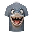 thumbnail image 6 of Men's 3D Funny Shark Graphic Shirts Quarter Zip Short Sleeve Novelty T-Shirts Summer Casual V-Neck Pullover Golf Tees Active Wear for Beach Vacation Party, 6 of 6