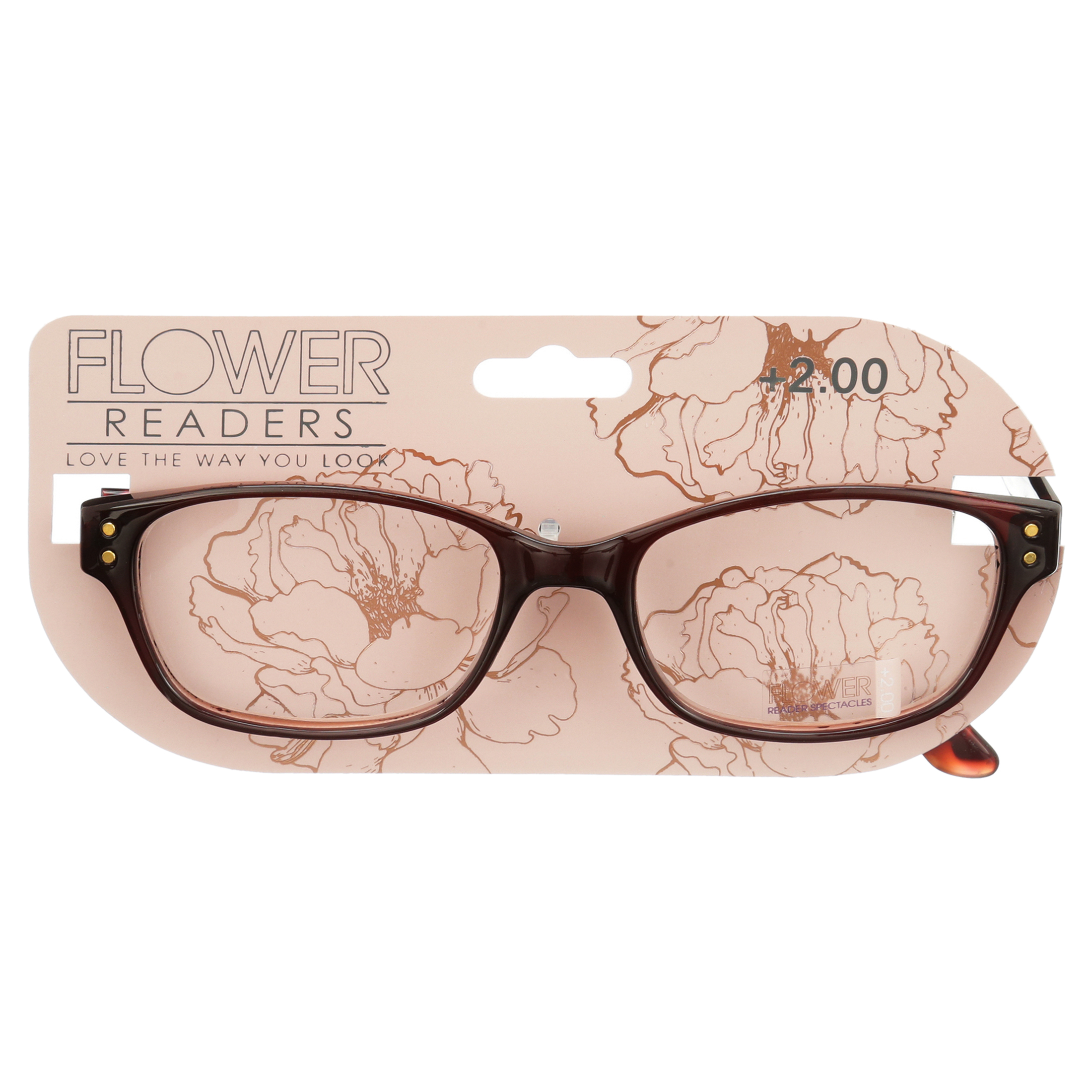Flower by Drew Barrymore Julia Women's 2.0 Reading Glasses, Brown/Demi