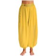 thumbnail image 2 of Aislor Women Belly Dance Side Split Yoga Pants Bloomer Trousers Perforance Yellow One Size, 2 of 7