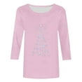thumbnail image 4 of Oalirro Christmas Shirts for Women 3/4 Sleeve Sparkle Glitter Xmas Tree Print Tops, 4 of 5