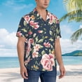 thumbnail image 6 of Uemuo Vintage Floral Printed Regular Fit Short Sleeve Casual Hawaiian Shirt for Men,Aloha shirt,Tropical shirt,Floral print shirt,Vacation Beach shirt-Large, 6 of 9