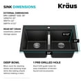 thumbnail image 6 of KRAUS Quarza 33” Drop-In / Undermount 50/50 Double Bowl Granite Kitchen Sink in Black Onyx, 6 of 8