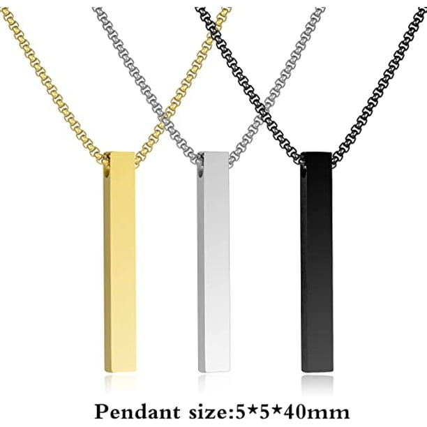 Collar Unisex De Acero Inoxidable Con Colgante De Barra De Cubo Trenzado - Diseño Minimalista, Hipoalergénico, Ideal Como Regalo