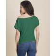 thumbnail image 4 of Moomaya One Shoulder Cotton Tshirt, Solid Short Sleeve Top For Women, 4 of 9