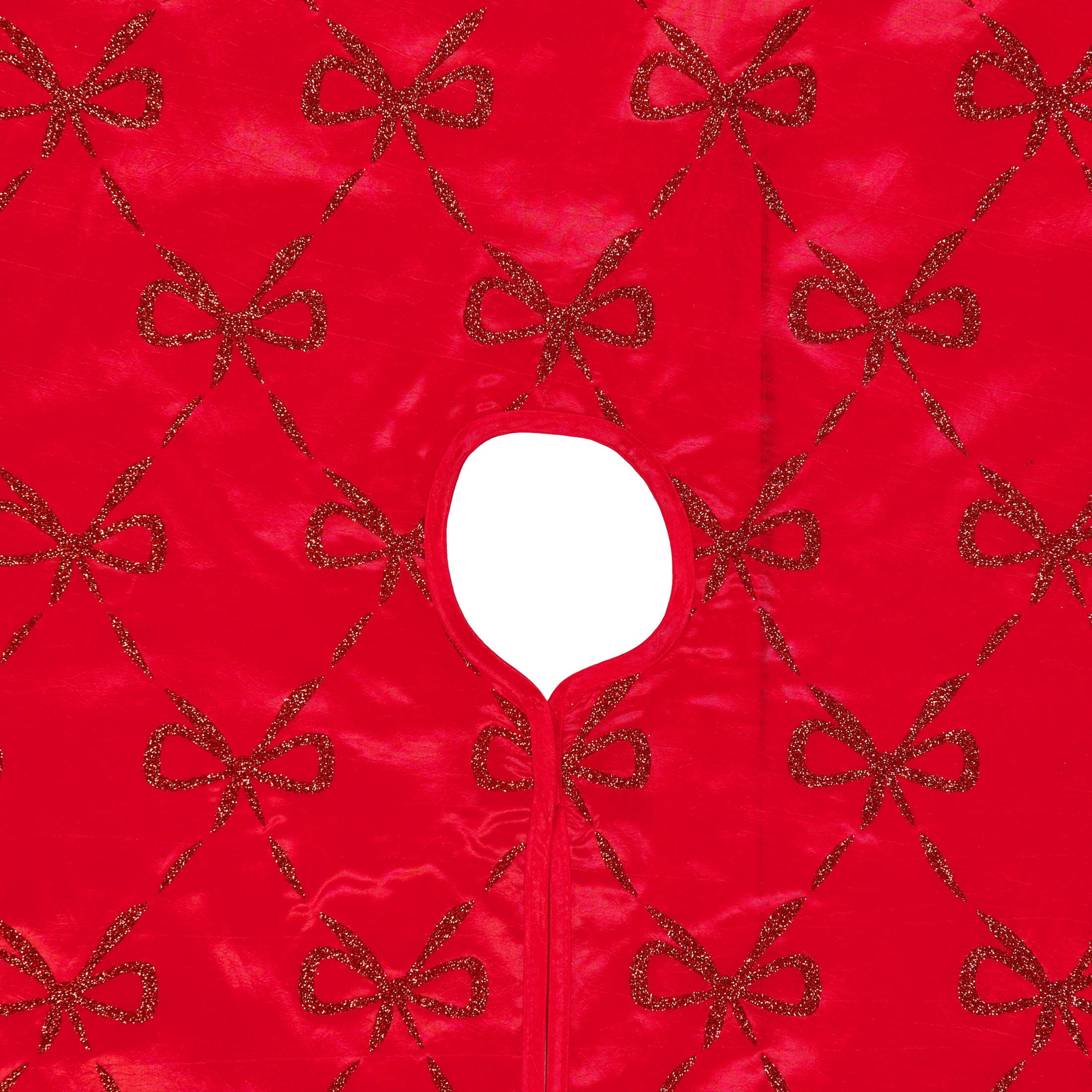 Satin Glitter Bow Christmas Tree Skirt, Red and Gold, 48", by Holiday Time