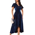 thumbnail image 1 of Vestido BeryLove con lentejuelas, formal, fiesta, manga ondulada, azul marino, XL, 1 of 6