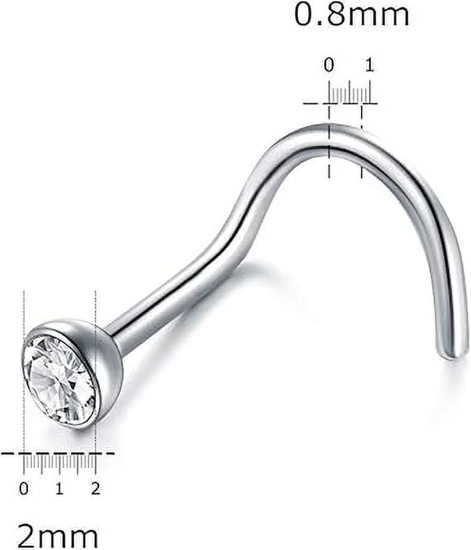 Nose Studs & Nose Rings for Women | 18G & 20G Sterling Silver Corkscrew Nose Screw Studs