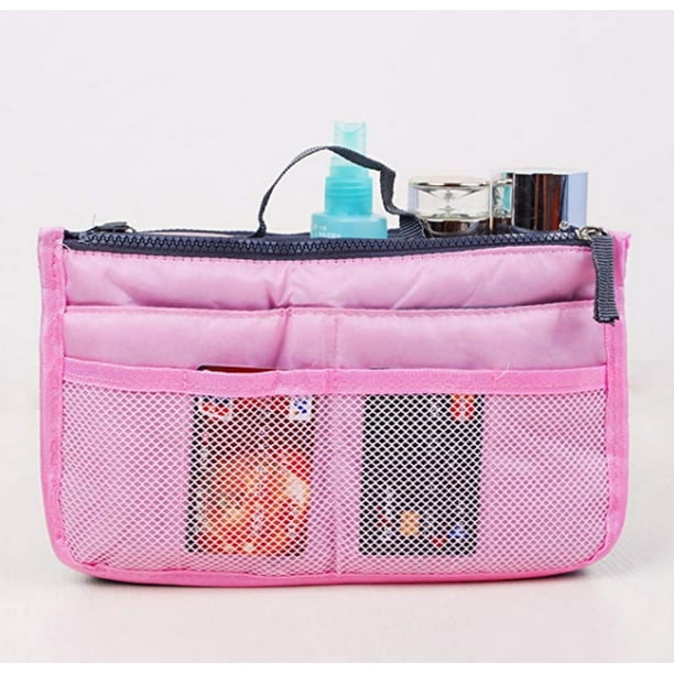Women MultiPocket Travel Handbag Organizer Insert with Zipper Handles