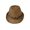 thumbnail image 2 of WITHMOONS Leopard Band Fedora Hat Short Brim Suede Trilby LD61466 (Beige), 2 of 4