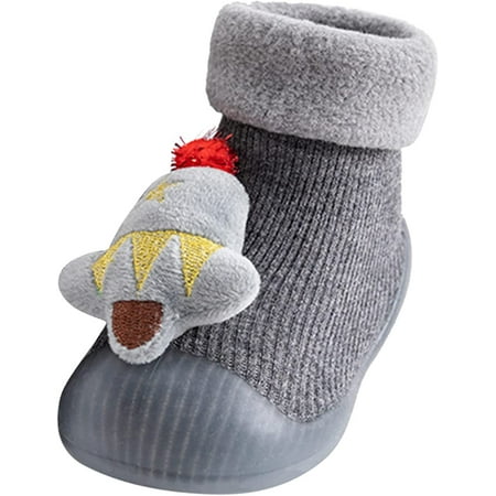 

QWZNDZGR Non-Skid Indoor Slipper Shoes Socks Booties Baby Toddler Sock Shoes TPE Sole Non-Skid Rainbow Stripe Moccasins