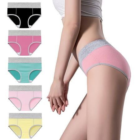 Pavied Underwear Women Pack Cotton Underwear Women s Cotton Underwear High Waist Stretch Briefs Soft Underpants Ladies Full Coverage Panties 5 Pack Plus Size Underwear Panties for Women Pink 2 5XL