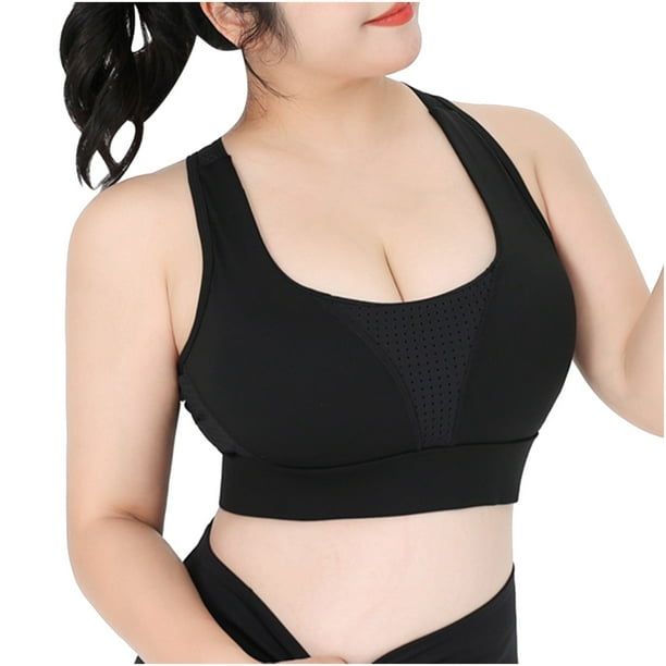 PUIYRBS Women's Plus Size Mesh Stitching Sports Underwear High Strength  Fitness Vest Latex Bra Pad Yoga Clothes 