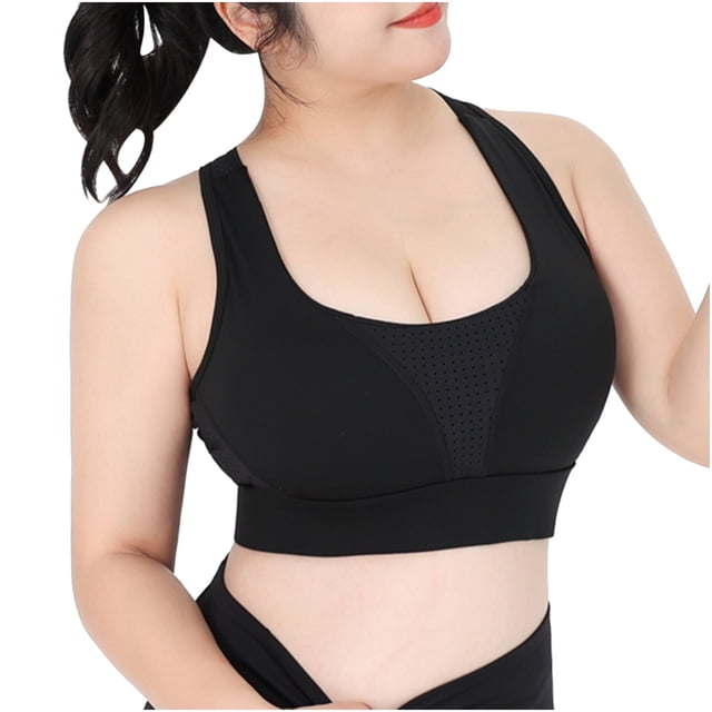 Yuyuzo Plus Size Sports Bras for Women Push up Full Coverage No Underwire Comfy Racerback Workout Bralettes