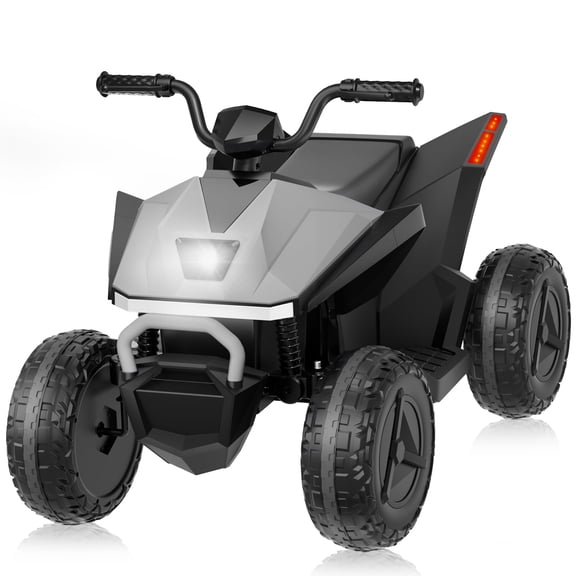 24V Battery Powered Ride on Cars, Electric Kids ATV with LED Lights Bluetooth, MP3, Spring Suspension, 2-Seater Quad for Boys Girls,Gray