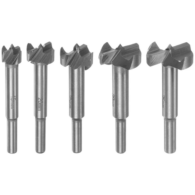 Unique Bargains Forstner Bit Set 15mm-35mm Dia Round Shank Drill Bits for Woodworking