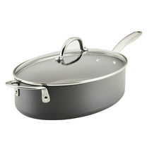 Rachael Ray Hard Anodized Nonstick 5 qt Cookware Oval Saute Pan, Gray