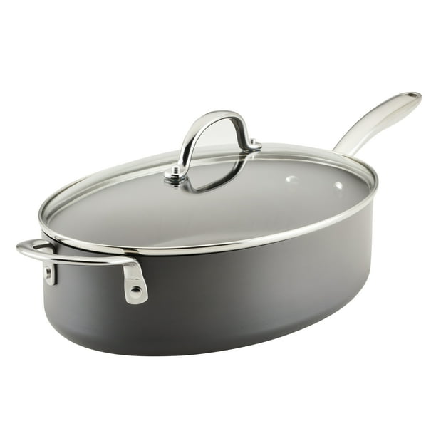 Rachael Ray Hard Anodized Nonstick Cookware Oval Sauté Pan with Helper