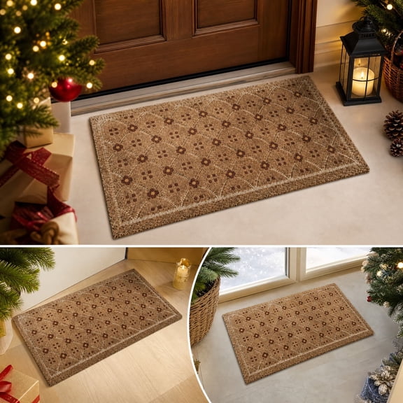 Vintage Ogee Floral Front Door Mat, Decorative Entryway Rug with Non-Slip Backing, Indoor Outdoor Entrance Doormat for Porch, Patio, Home Entry Decor, 29.52 x 19.68 Inch