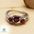 thumbnail image 4 of Garnet Ring – Stunning Sterling Silver Ring with 1 1/2 Carat T.G.W. Garnets & White Diamond Accents - Elegant Heart Ring Design - Hypoallergenic Sterling Silver Diamond Ring, 4 of 5