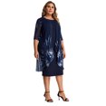 thumbnail image 3 of WISEFIN Women's Plus Size Party Cocktail Ball Gown Floral Print 3/4 Sleeve Loose Waist Dresses, 3 of 5