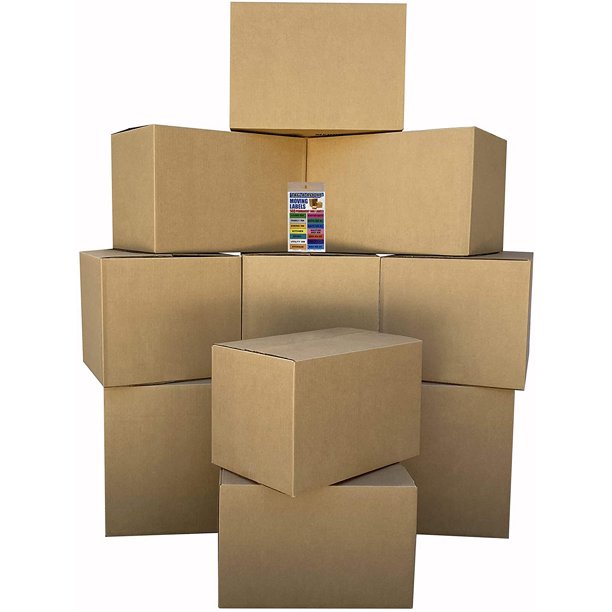 Uboxes Moving Box Combo Pack - 2 Smalls, 6 Mediums, 2 Larges, Moving Labels