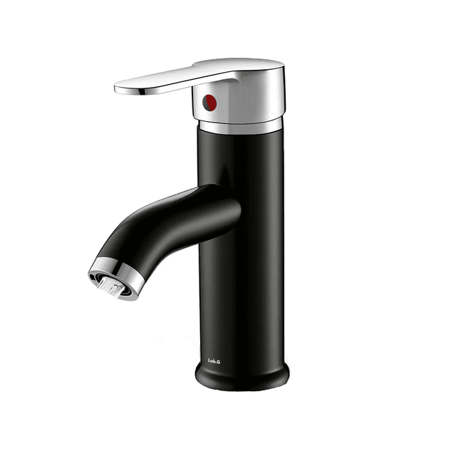 Grifo Mezclador De Encimera Para Baño De Acero Inoxidable Lab.G, Negro con Plata